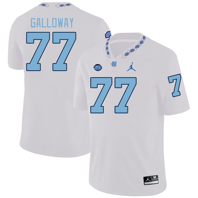 Men #77 Hayes Galloway North Carolina Tar Heels College Football Jerseys Stitched-White